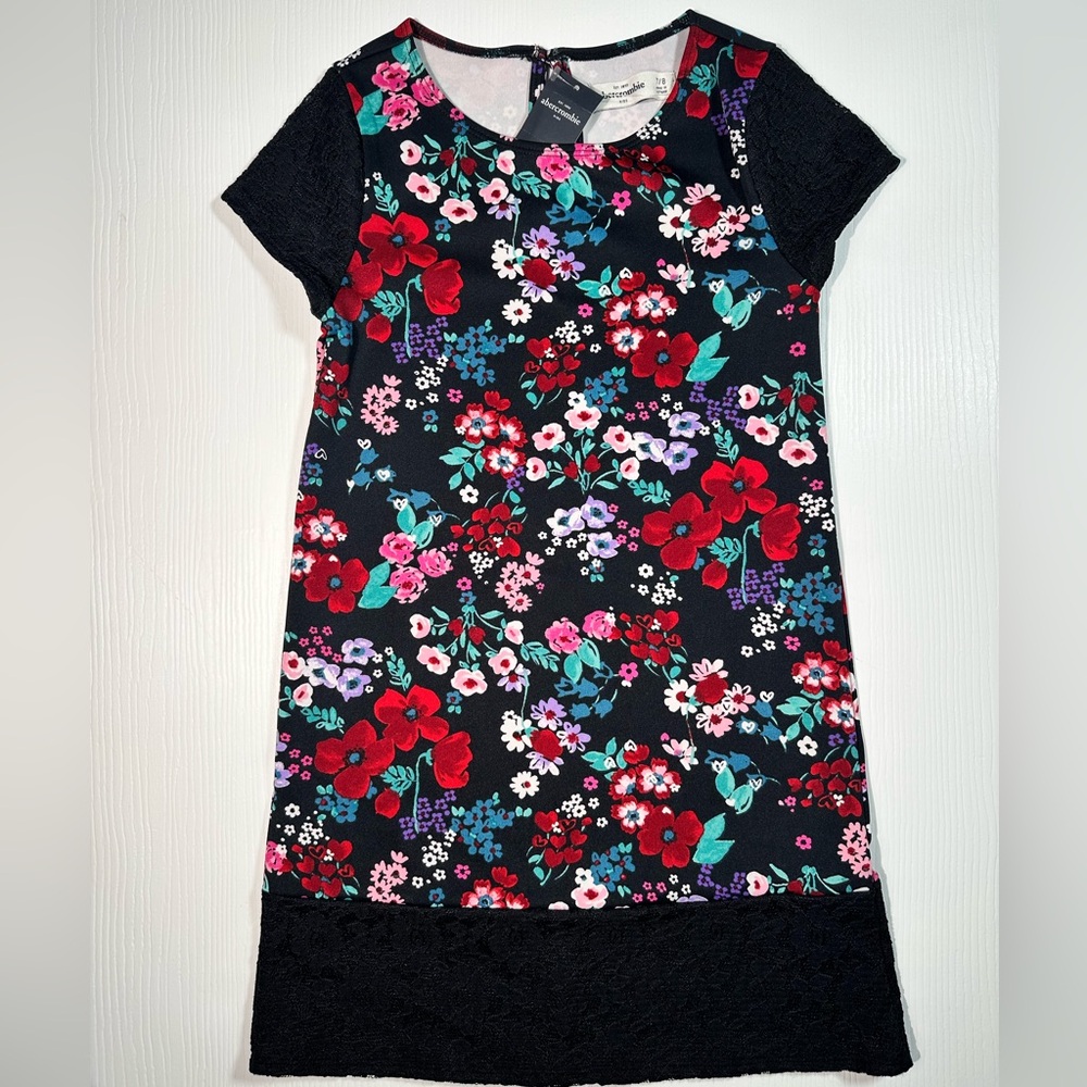 Abercrombie Kids Girls Floral Lace Dress 7/8 Holiday Christmas Party